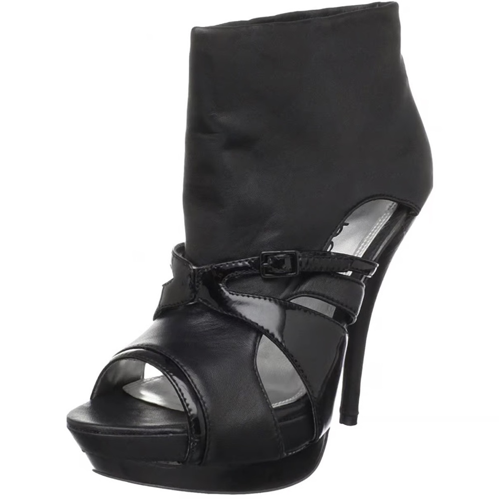 bebe Black Peep-Toe Heels